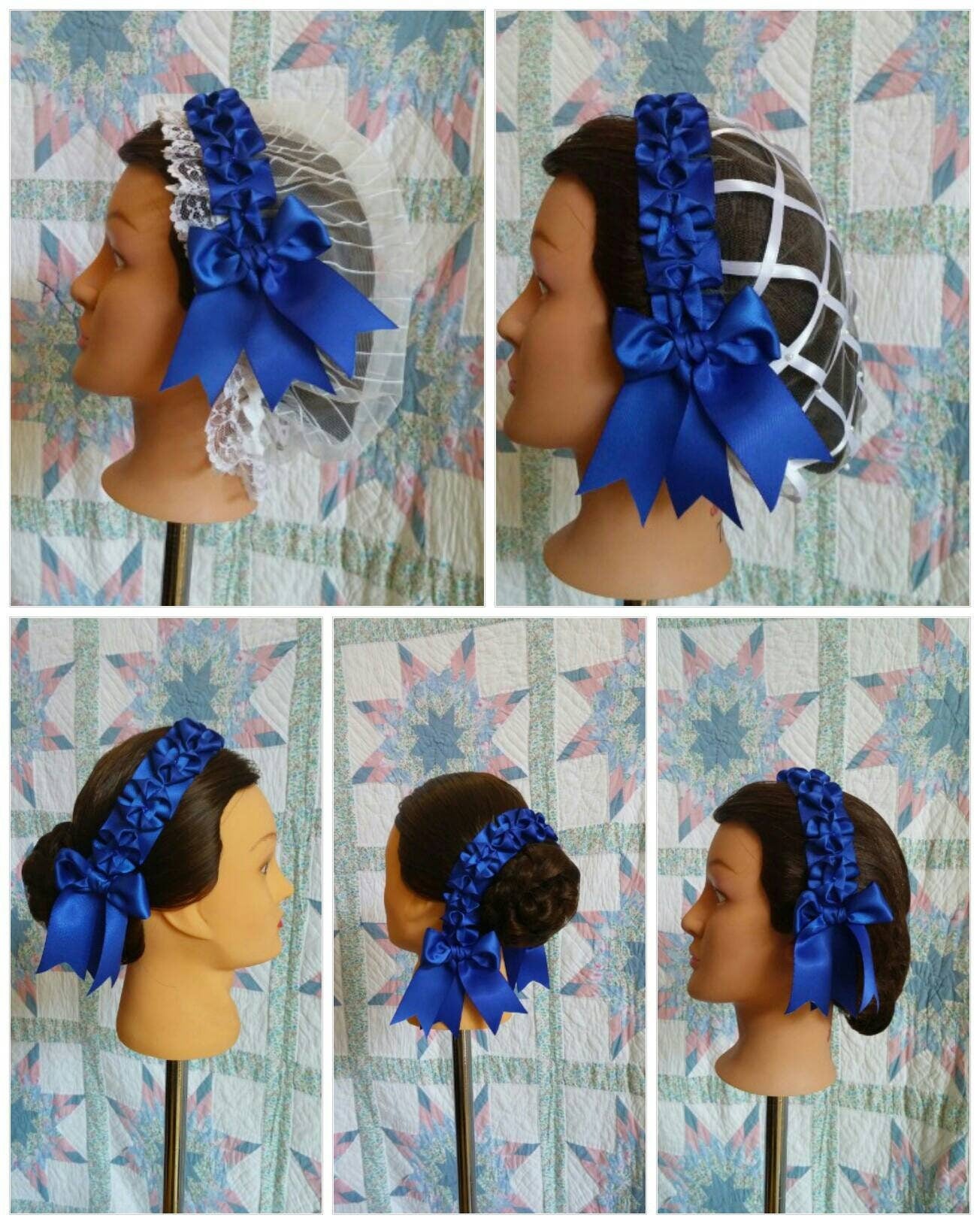 Christmas Plaid Folded / Pleated Ribbons for Hair, Nets, Bonnets and Day Caps - Victorian