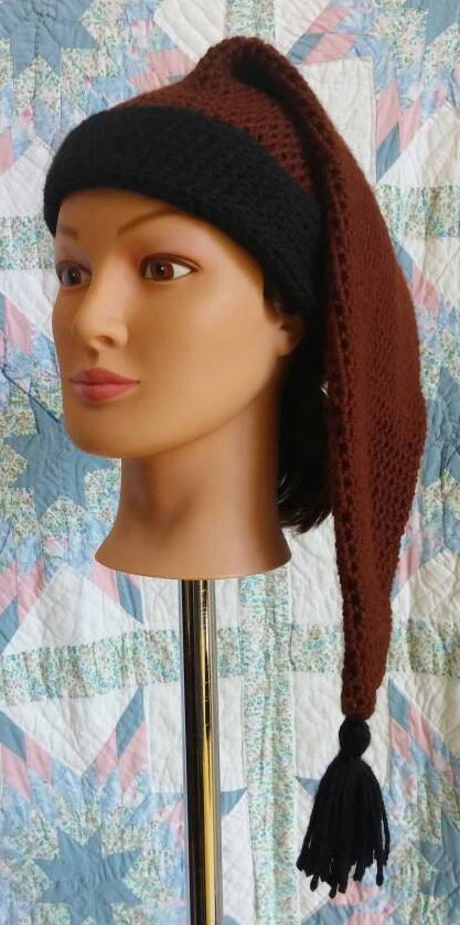 Brown Mens Stocking Cap - Camp Hat, Sleeping Cap, Voyaguer Cap