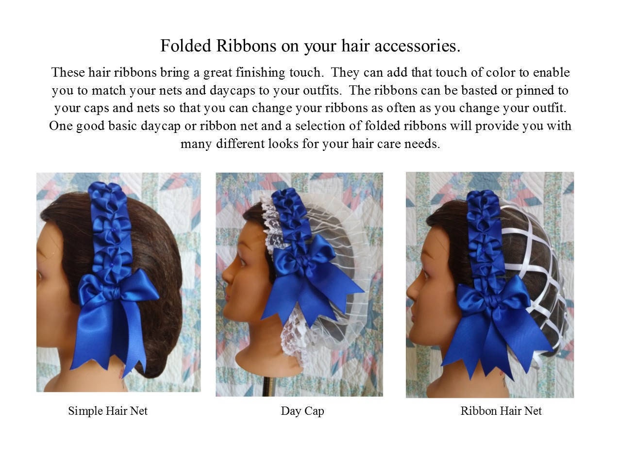Christmas Plaid Folded / Pleated Ribbons for Hair, Nets, Bonnets and Day Caps - Victorian