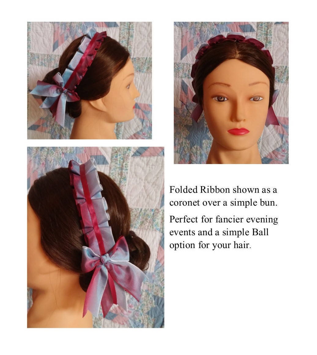 Christmas Plaid Folded / Pleated Ribbons for Hair, Nets, Bonnets and Day Caps - Victorian