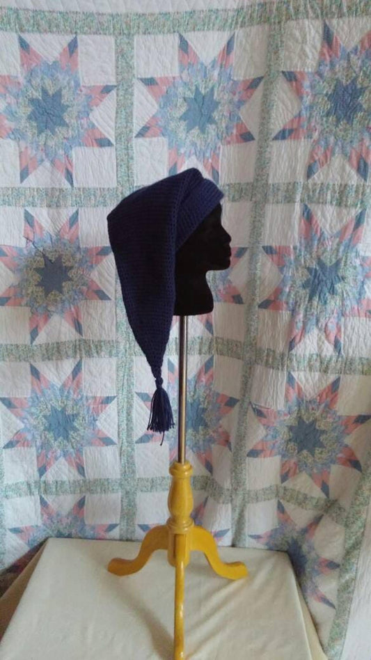 Blue Mens Stocking Cap - Camp Hat, Sleeping Cap, Voyaguer Cap