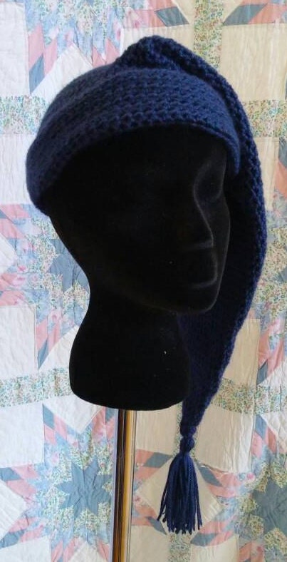Blue Mens Stocking Cap - Camp Hat, Sleeping Cap, Voyaguer Cap