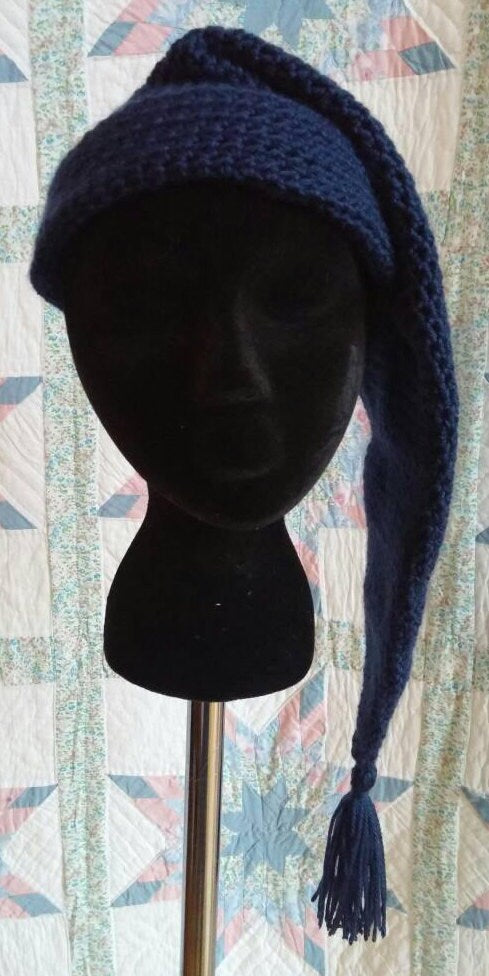 Blue Mens Stocking Cap - Camp Hat, Sleeping Cap, Voyaguer Cap