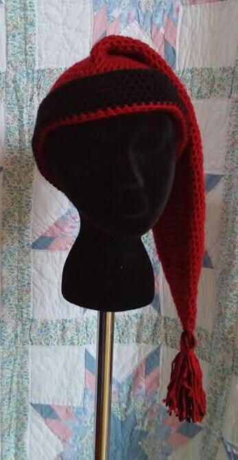 Red Mens Stocking Cap - Camp Hat, Sleeping Cap, Voyaguer Cap