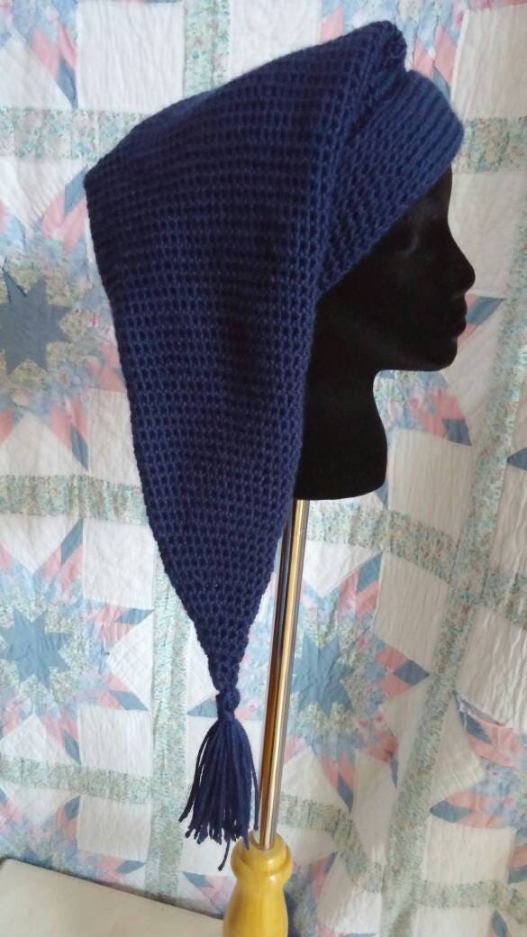 Blue Mens Stocking Cap - Camp Hat, Sleeping Cap, Voyaguer Cap