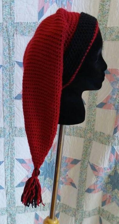 Red Mens Stocking Cap - Camp Hat, Sleeping Cap, Voyaguer Cap