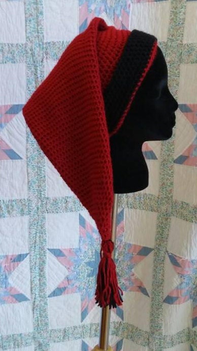 Red Mens Stocking Cap - Camp Hat, Sleeping Cap, Voyaguer Cap