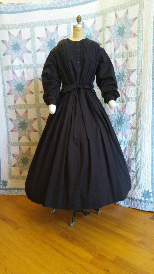 Solid Color Civil War Era Dress / Day Wrapper - Choice of Color - camp or work dress - Nurse - Mourning - widow