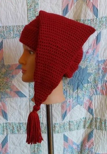 Deep Red Mens Stocking Cap - Camp Hat, Sleeping Cap, Voyaguer Cap