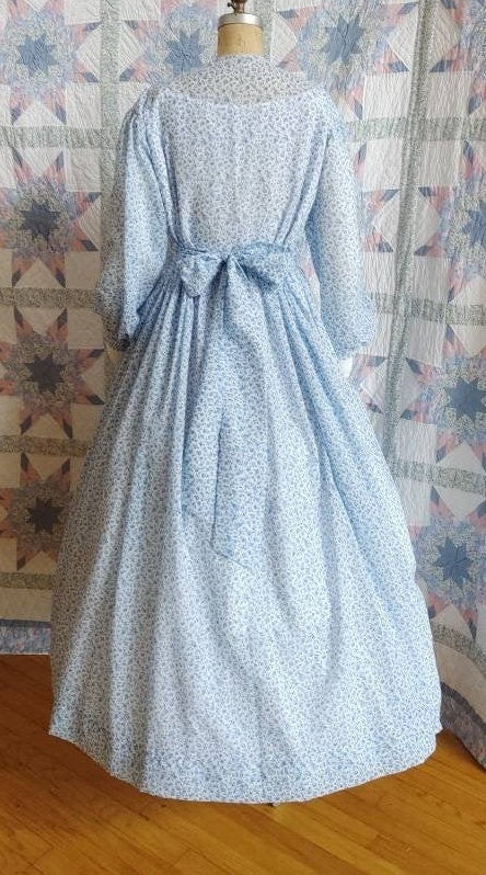 V-necked Civil War Era Lightweight Summer Day Dress/ Day Wrapper -MADE TO ORDER in choice of fabric- Victorian, 19th Century, Historical,