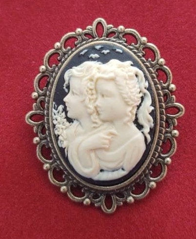 Sisters Cameo Brooch, 19th Century Pin, Vintage Style Broach, Civil War Reproduction Brooch, Gift idea
