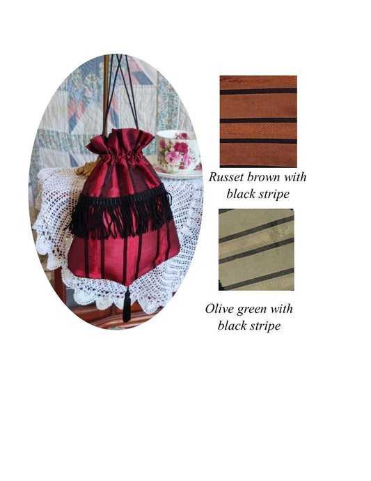 Reticule drawstring bag - 3 colors, 19th Century Victorian purse, Evening, Civil War, Edwardian, Regency, Frontier, 1820's & up, Ditty Bag