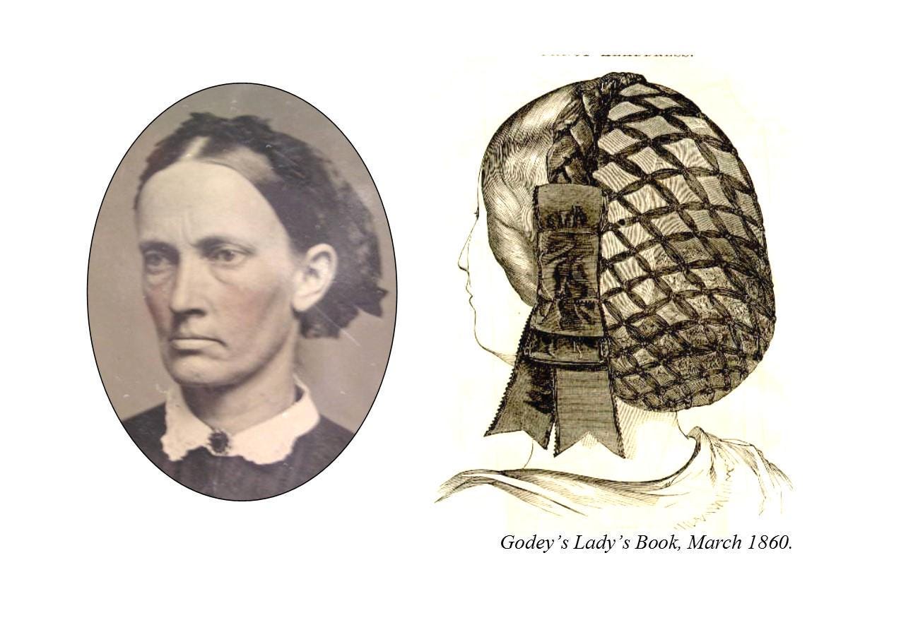 Black Ribbon Hairnet with choice of Ribbon Coronet- wine and steel grey.