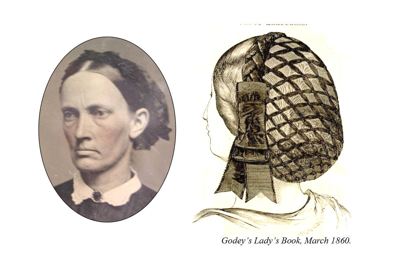 Navy Ribbon Hairnet with Variegated (Ombre) Ribbon Coronet, Victorian Headdress, 19th Century, Civil War, Ball hair accessory
