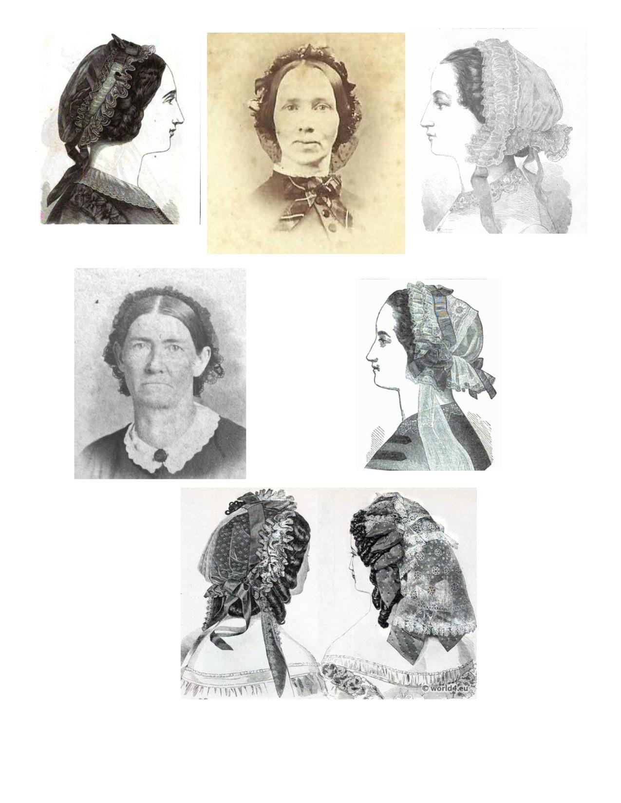 White Lacy Daycap with Navy/Copper Changeable Ribbon, Civil War, Victorian breakfast cap, 19th Century, Historical Headwear,