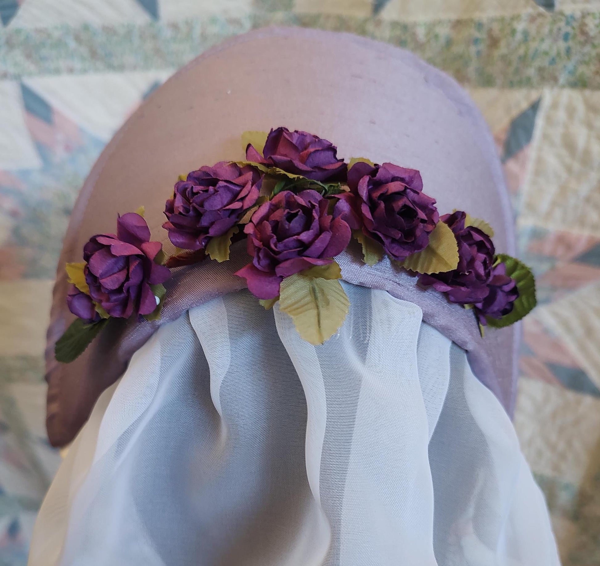Lilac Fanchon Bonnet, Choice of Embellishment, Dinner Bonnet - Empire Bonnet - Civil War - 19th century Victorian