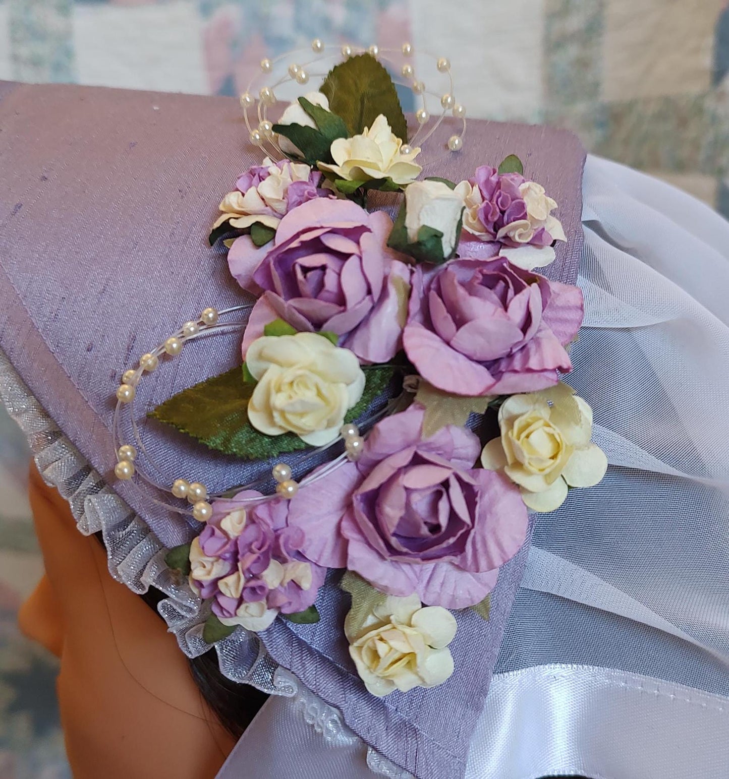 Lilac Fanchon Bonnet, Choice of Embellishment, Dinner Bonnet - Empire Bonnet - Civil War - 19th century Victorian