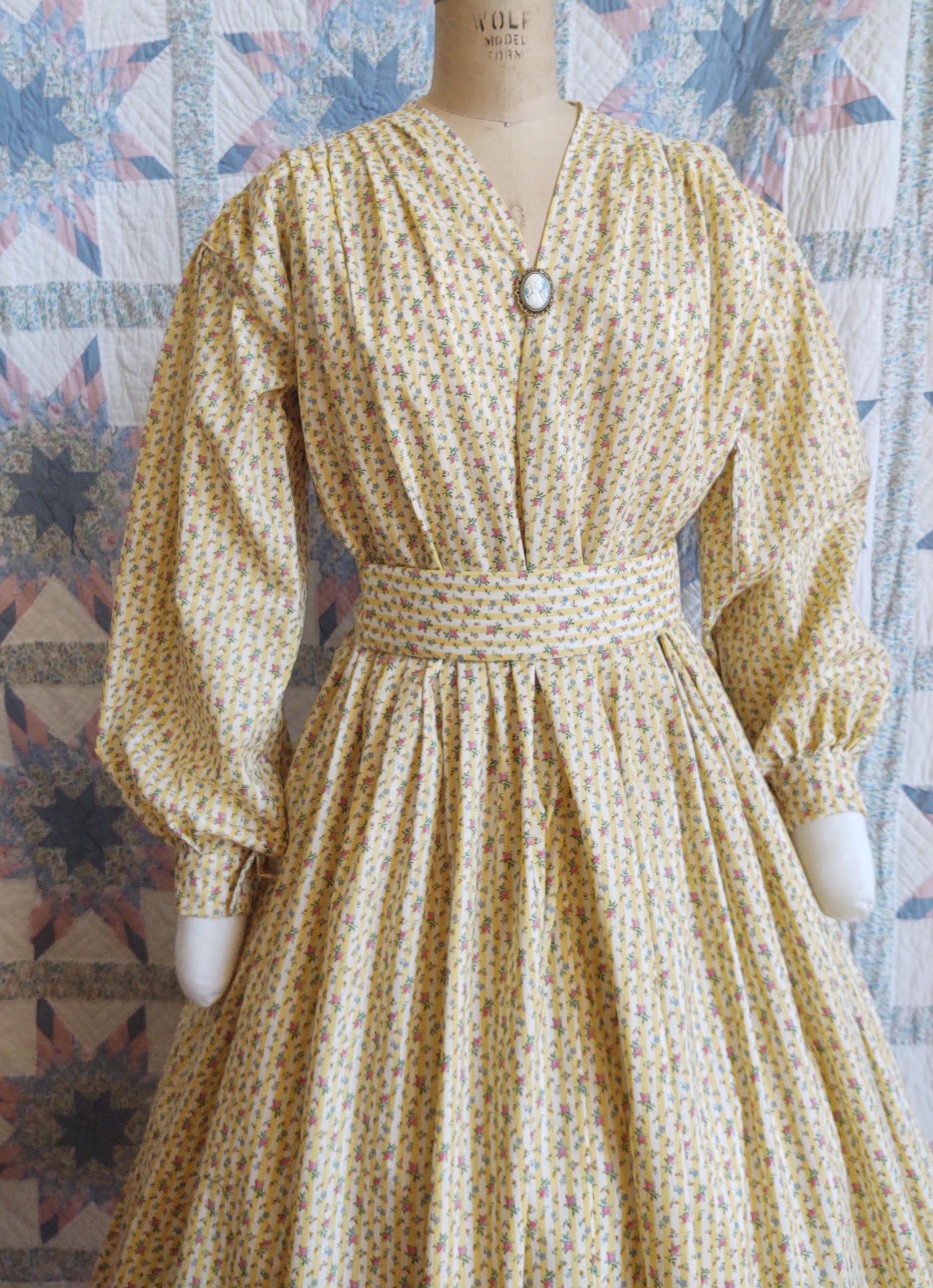 V-necked Civil War Era Lightweight Summer Day Dress/ Day Wrapper -MADE TO ORDER in choice of fabric- Victorian, 19th Century, Historical,