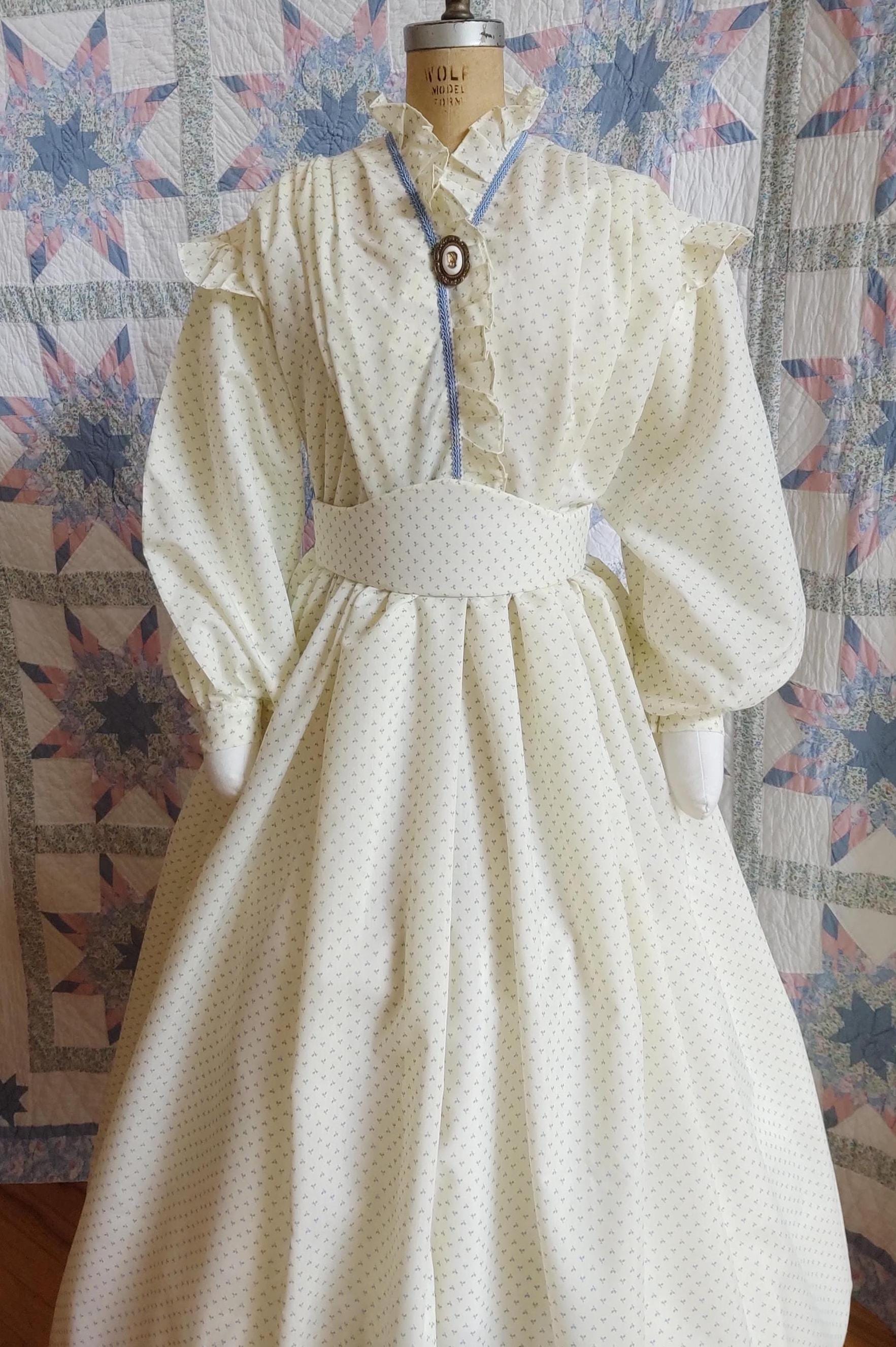 V-necked Civil War Era Lightweight Summer Day Dress/ Day Wrapper -MADE TO ORDER in choice of fabric- Victorian, 19th Century, Historical,