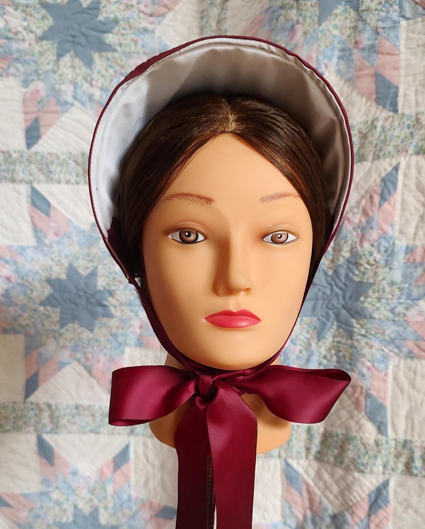 Wine Fanchon Bonnet, Choice of Embellishment, Dinner Bonnet - Empire Bonnet - Civil War - 19th century Victorian