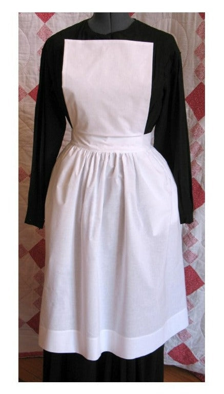 Basic White Pinner Apron, Split pocket, Regular or PLUS size