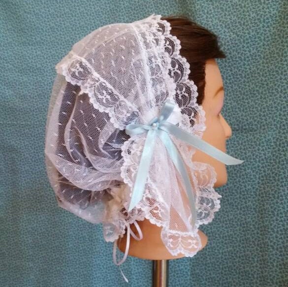Lacy Daycap with short lappets, Historical, Civil War, Regency