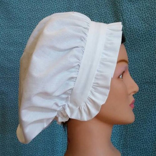 White Cotton Round Cap - Day cap - Mob cap - colonial, revolutionary, regency or civil war