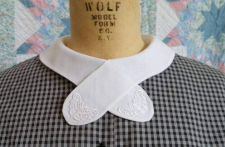 White cotton Crossover Collar