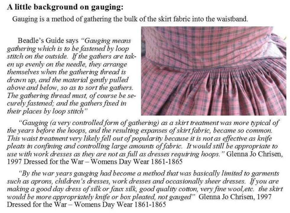 Gauged (Cartridge Pleated) Skirt / 19th Century Basic Skirt Pattern/ Timeless Stitches Sewing Pattern TSS-202