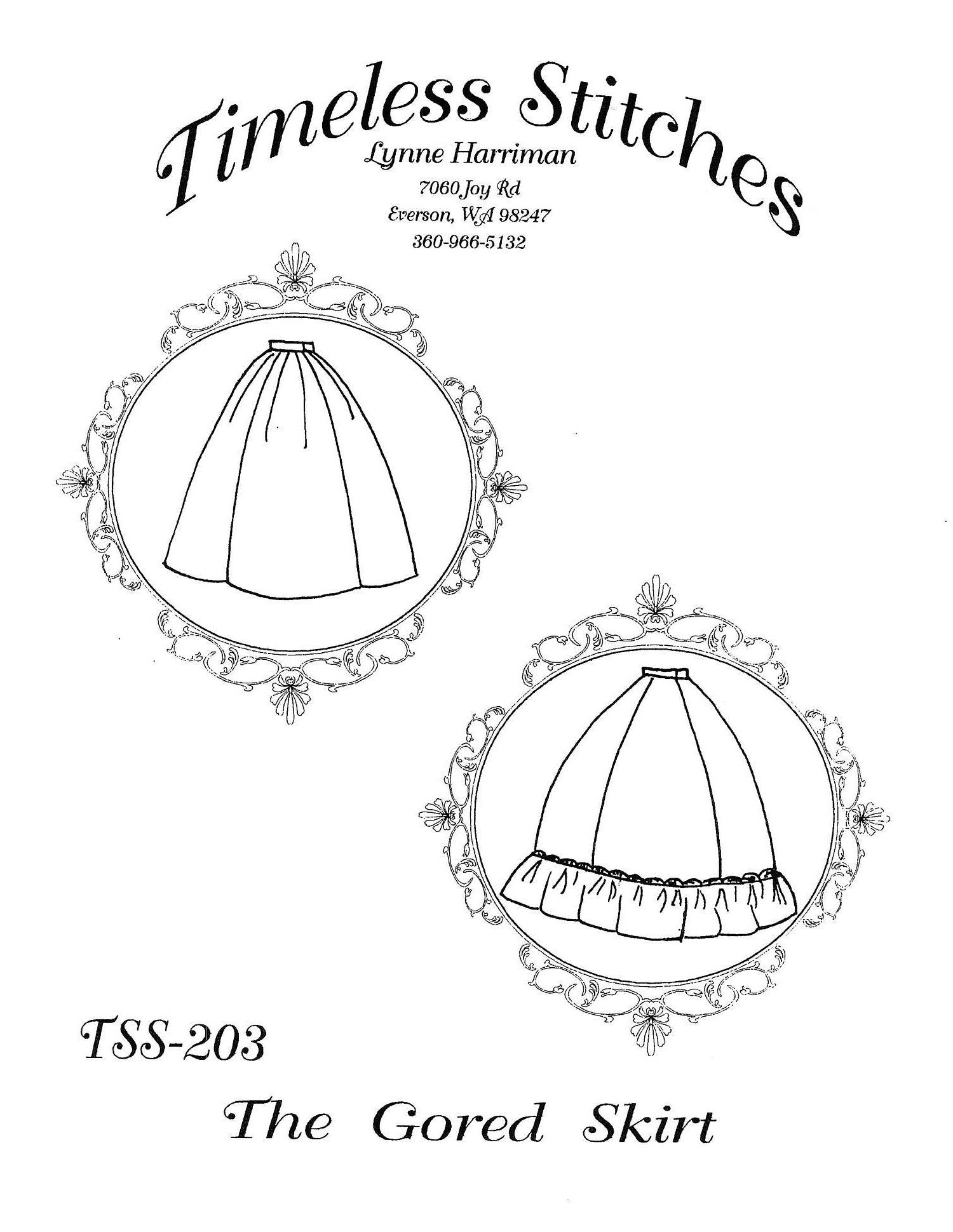 Gored Skirt / 19th Century Basic Skirt Pattern/ Timeless Stitches Sewing Pattern TSS-203 - DIGITAL DOWNLOAD