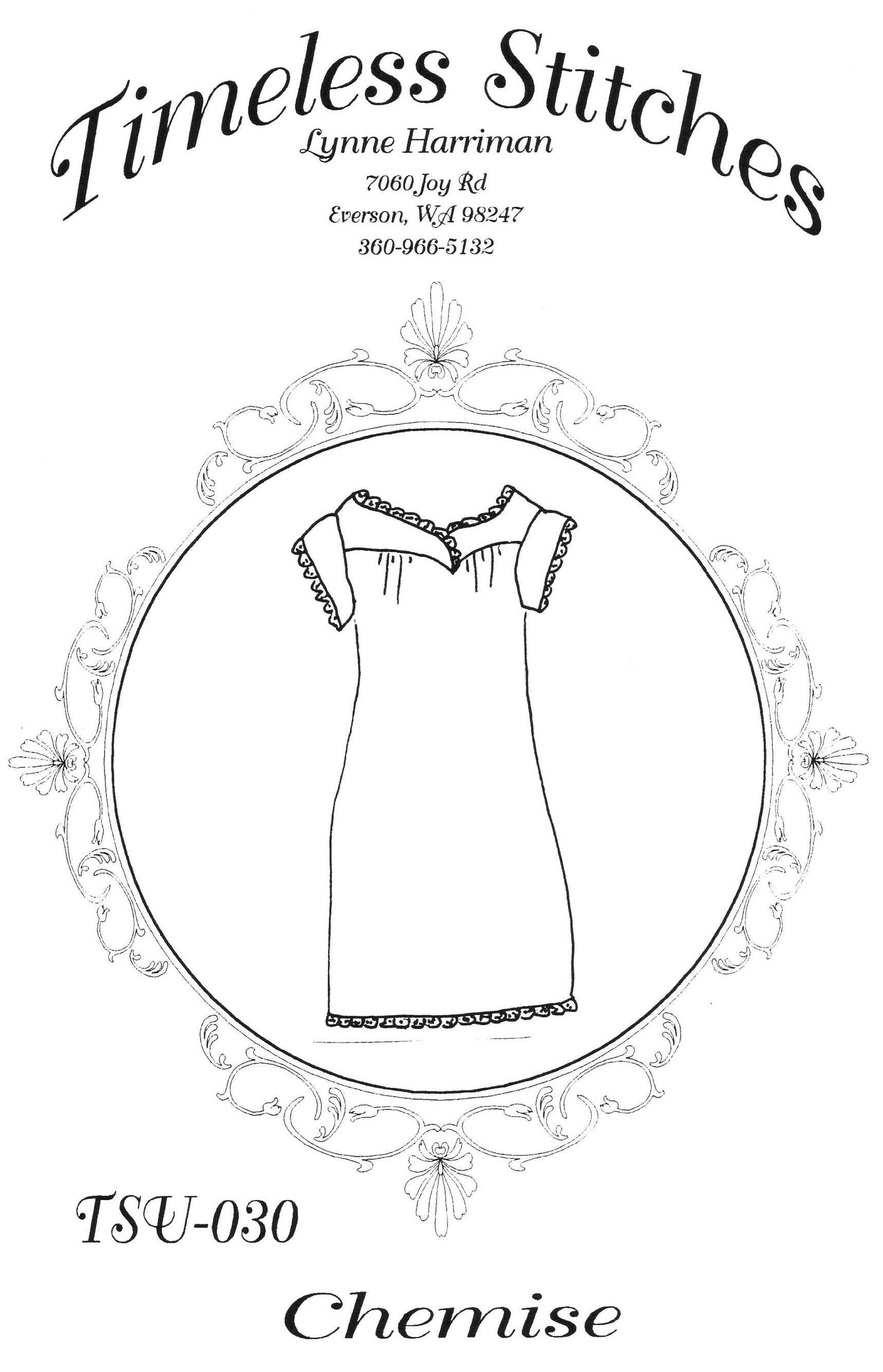 Chemise / 19th Century Underpinning Pattern/ Timeless Stitches Sewing Pattern TSU-030