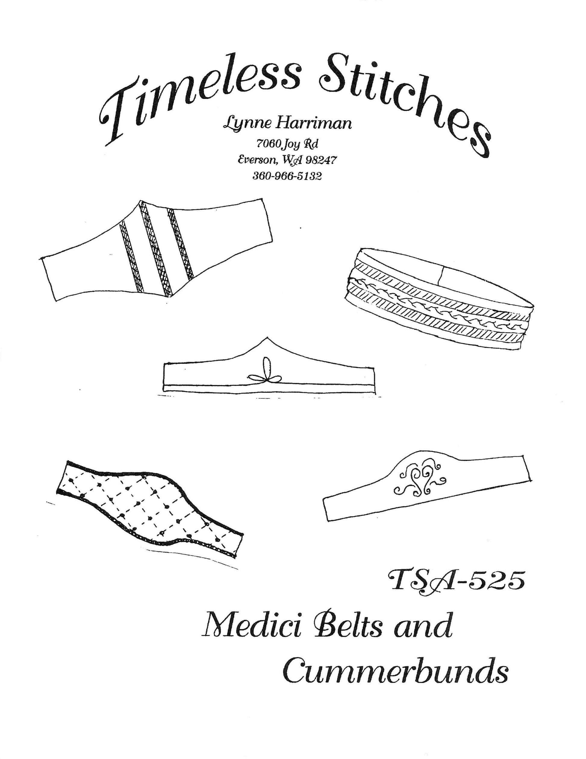 Medici Belt /19th Century Pattern/ Timeless Stitches Sewing Pattern TSA- 525 Medici Belts Cumberbund