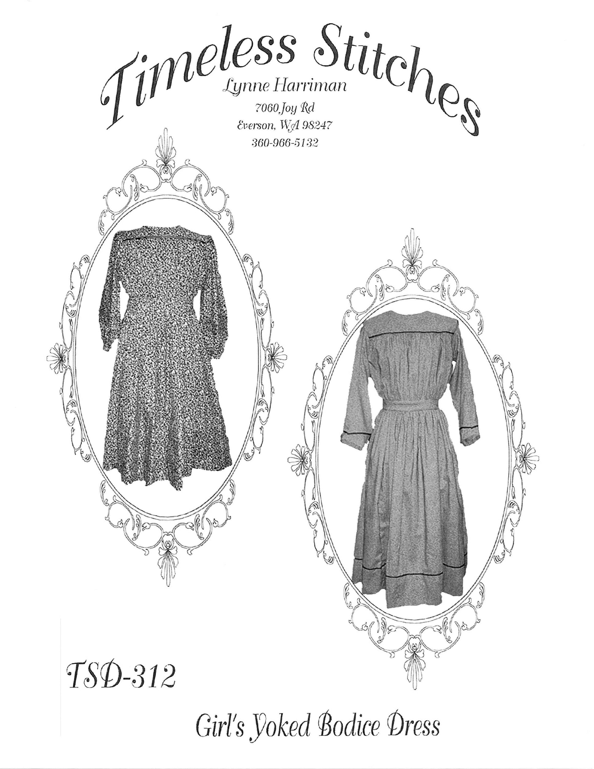 Girl's Yoked Bodice Dress /19th Century Girls Dress/ Timeless Stitches Sewing Pattern TSD-312 Girl's Yoked Bodice Dress