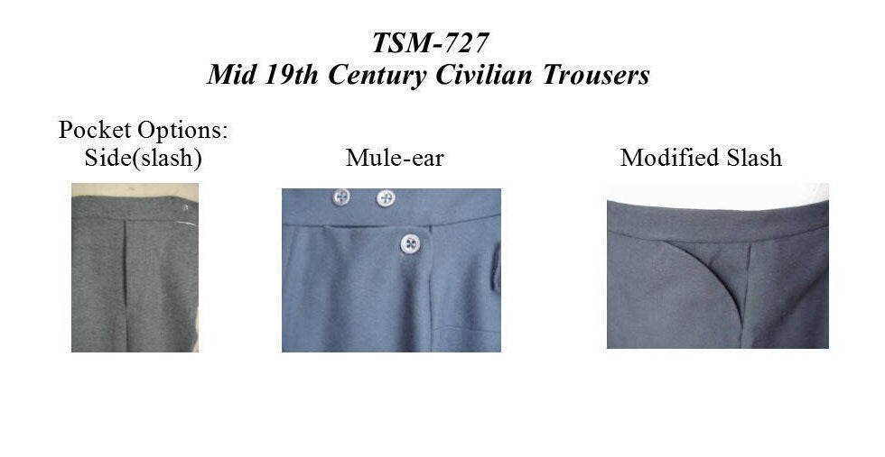 Civilian Trousers/ 19th Century Button Fly Trouser Pattern/ Timeless Stitches Sewing Pattern TSM-727 Civilian Trousers