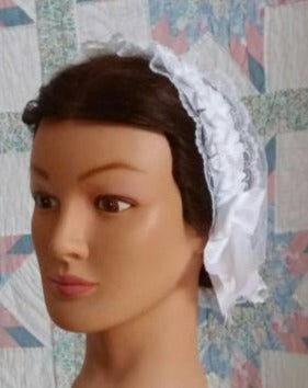 WHITE WHITE WHITE Ribboned Lacy Daycap