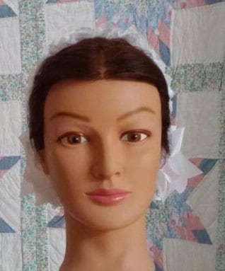 WHITE WHITE WHITE Ribboned Lacy Daycap