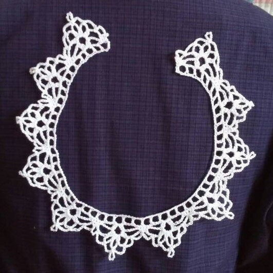 Handmade Crocheted White Cotton Collar