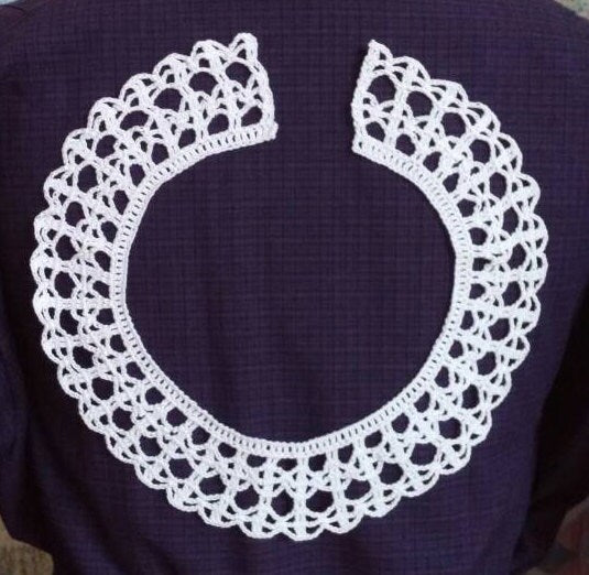Handmade Crocheted White Cotton Collar