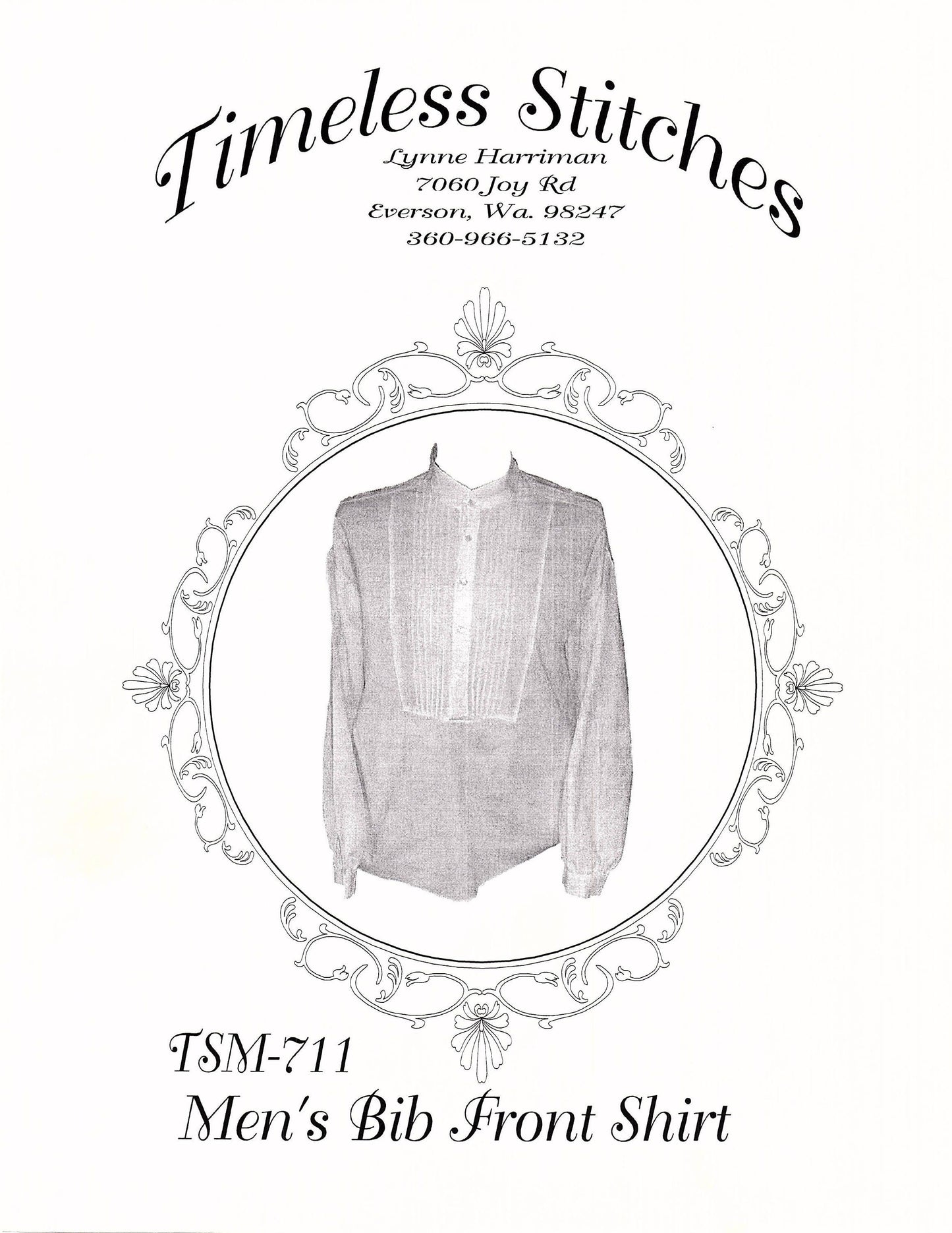 Mens Bib Front Shirt/ 19th Century Civilian Mens Shirt Pattern Timeless Stitches Sewing Pattern TSM-711