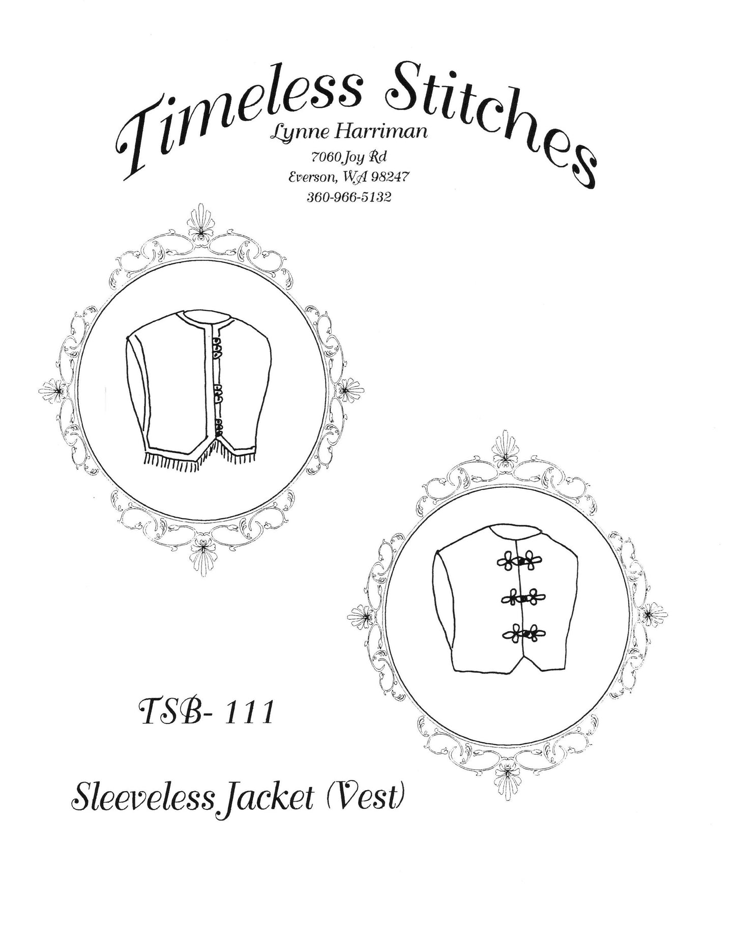 Sleeveless Jacket - Vest /Mid- 19th Century/ Civil War Era Bodice Pattern/ Timeless Stitches Sewing Pattern TSB-111