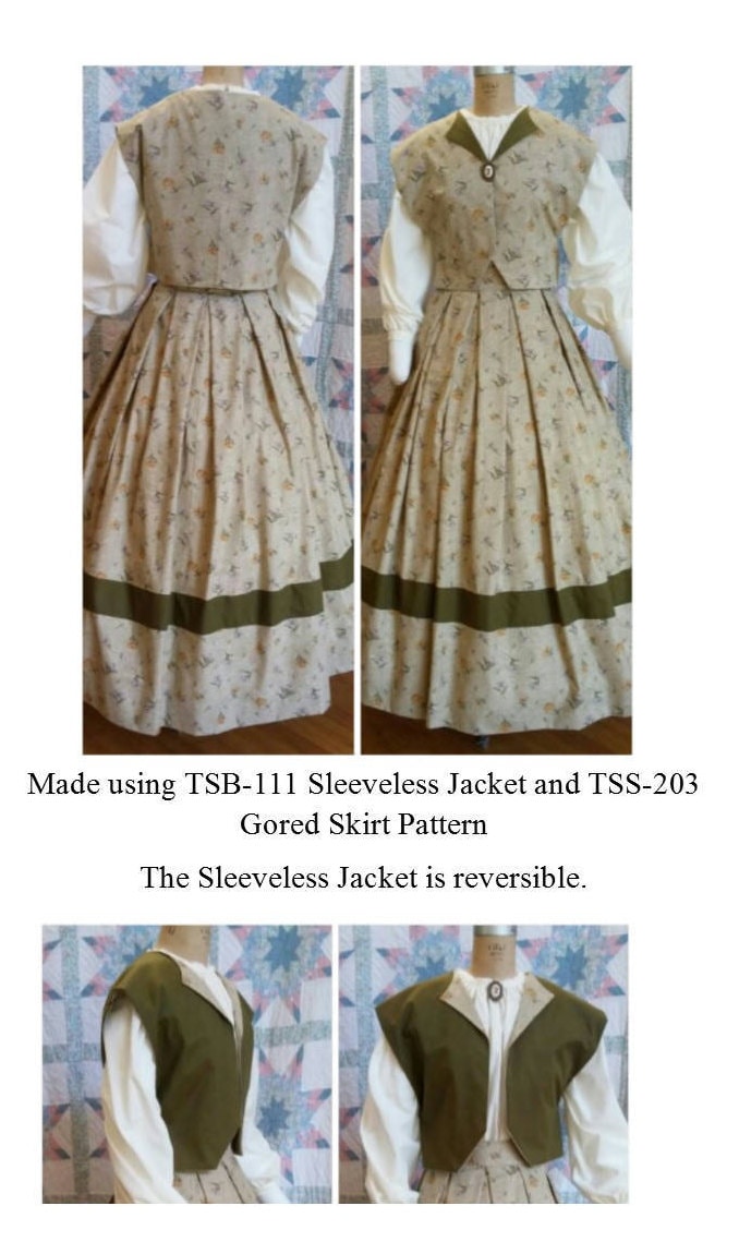 Sleeveless Jacket - Vest /Mid- 19th Century/ Civil War Era Bodice Pattern/ Timeless Stitches Sewing Pattern TSB-111
