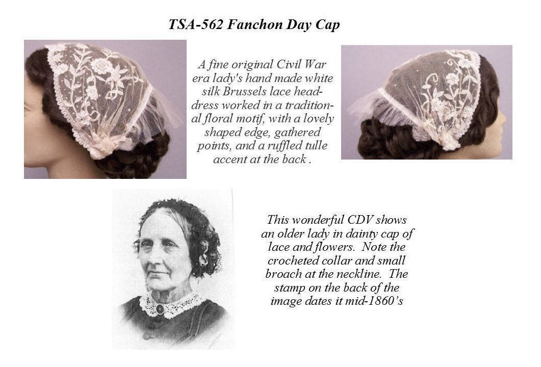 Simple Fanchon Day Cap /19th Century Headwear Pattern/ Timeless Stitches Sewing Pattern TSA- 562 Fanchon Day Cap