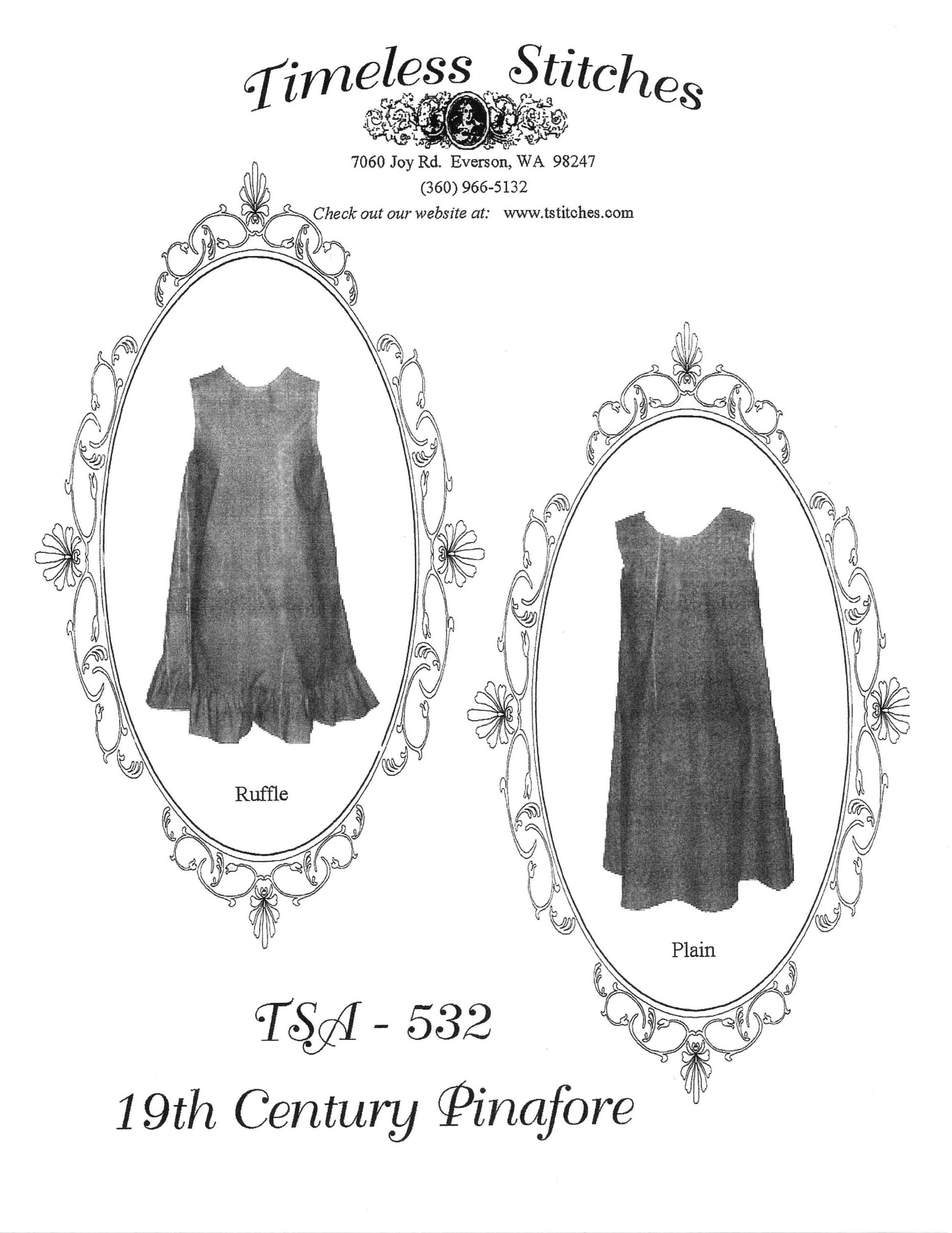 19th Century Pinafore/girls pinafore/ Timeless Stitches Sewing Pattern TSA-532 19th Century Girls Pinafore