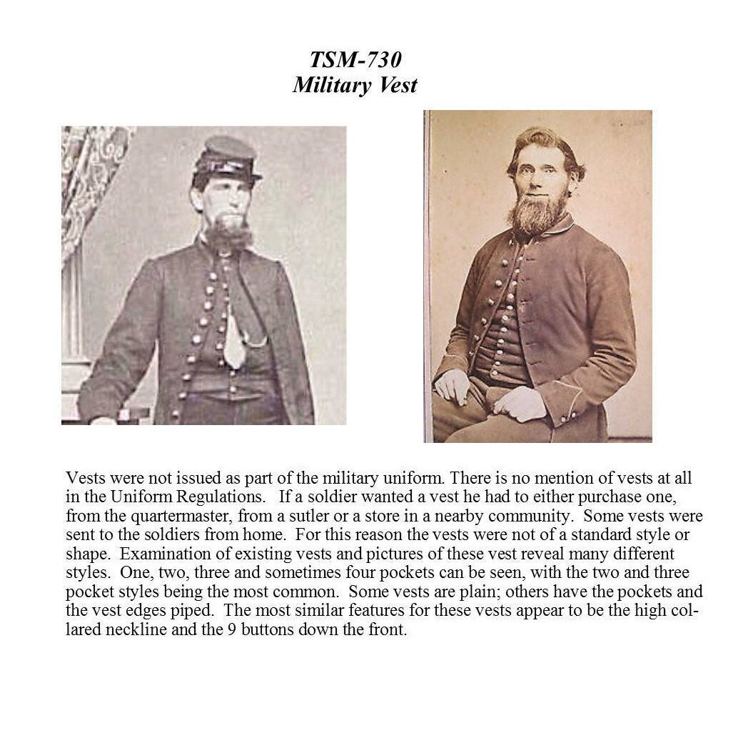9 Button Military Vest/ Civil War Era Military Vest Pattern Timeless Stitches Sewing Pattern TSM-730 Military vest