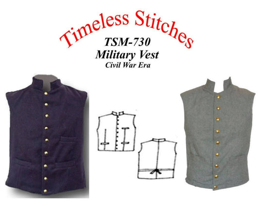 9 Button Military Vest/ Civil War Era Military Vest Pattern Timeless Stitches Sewing Pattern TSM-730 Military vest
