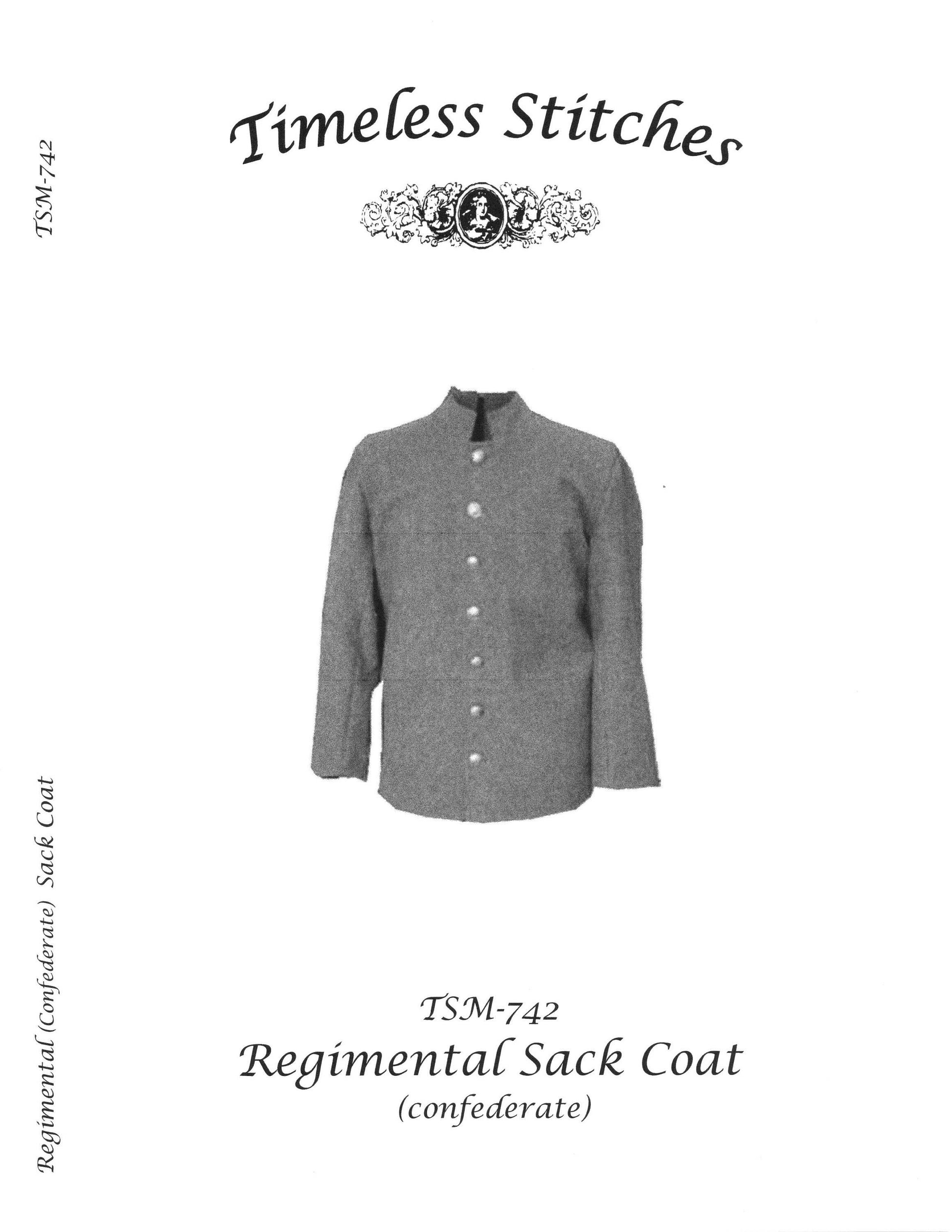 Regimental (Confederate) Sack/ Civil War Era Regimental Sack Coat/ Timeless Stitches TSM-742 Regimental Sack Coat