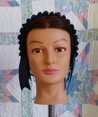 Navy Ribbon Hairnet with Navy Satin Ribbon Coronet