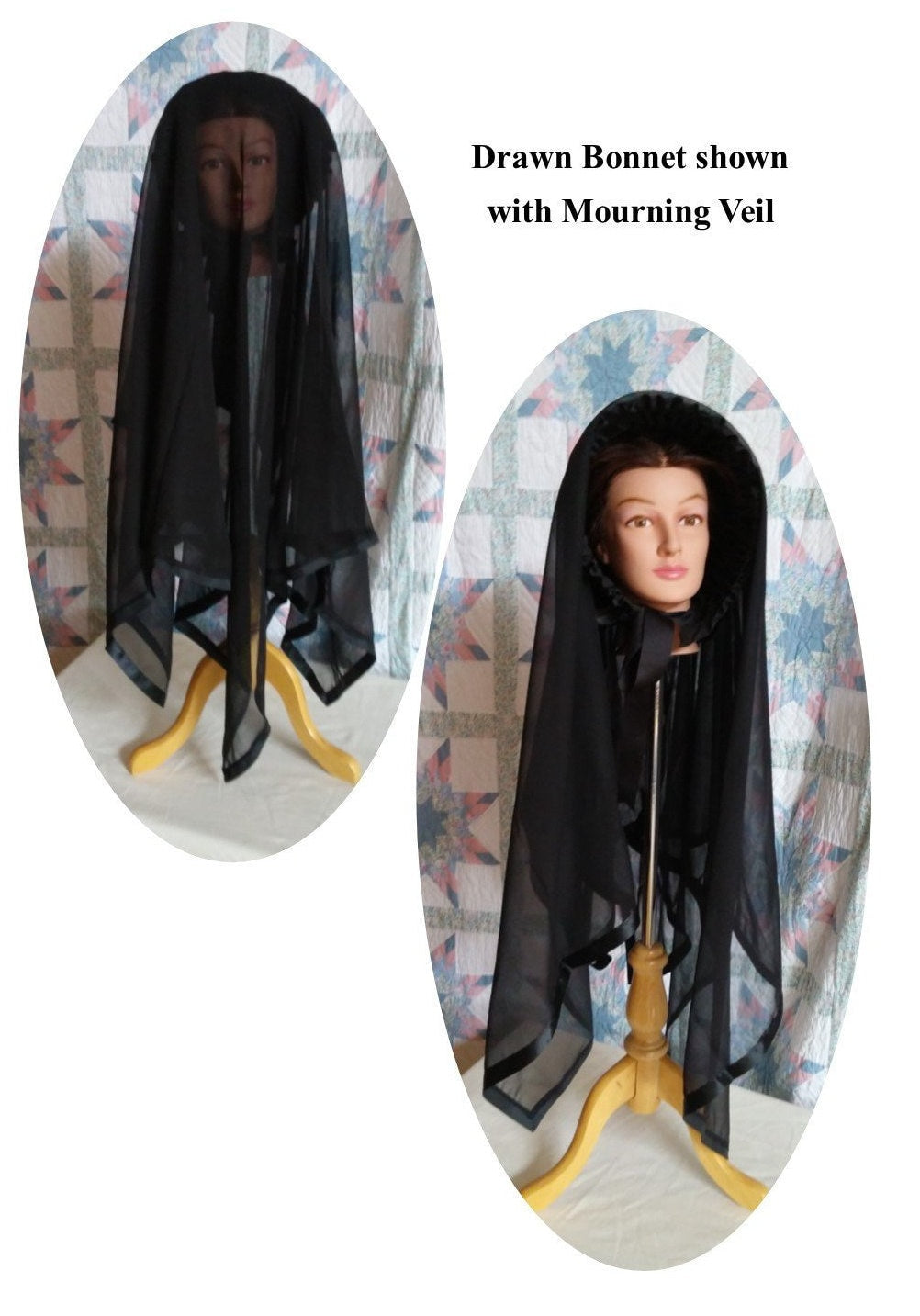 Mourning Bonnet - Drawn Bonnet