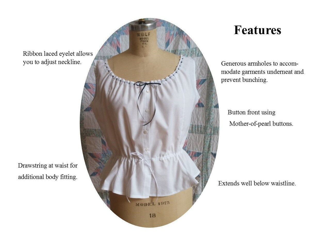 Corset Cover/ Camisole / 19th Century Underpinning - Regular and Plus Sizes