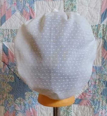 White Swiss Dot Semi-sheer Cotton Day Cap - Round Cap - colonial, revolutionary, regency or civil war